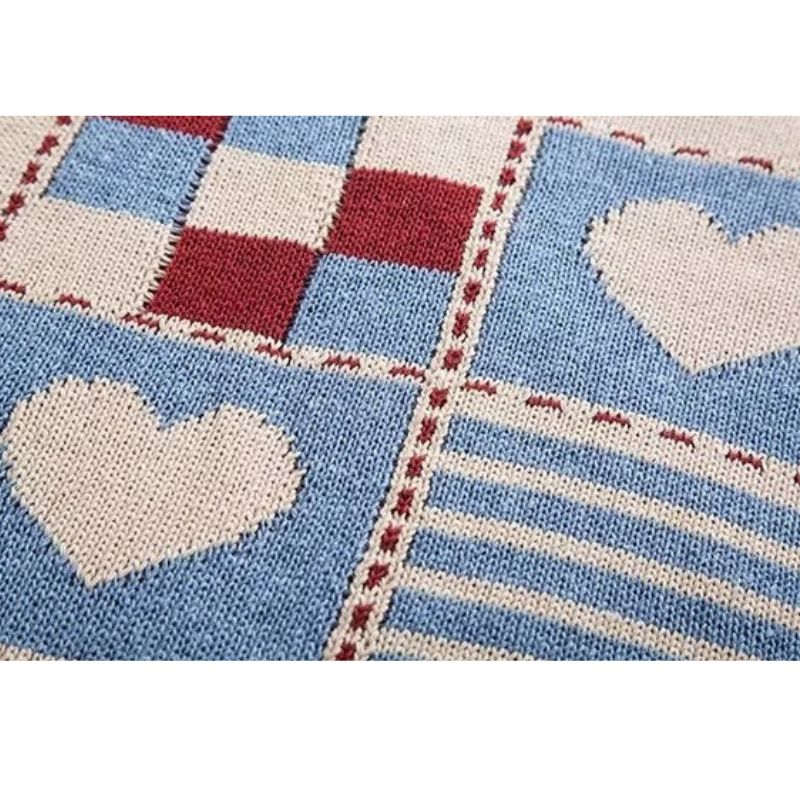 Style Core Aesthetics, New Style Trends Color-Block Heart Embroidered Knit Sweater Style Core Aesthetics, New Style Trends Color-Block Heart Embroidered Knit Sweater