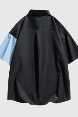 Style Core Aesthetics, New Style Trends Color Block Ice Silk Shirt