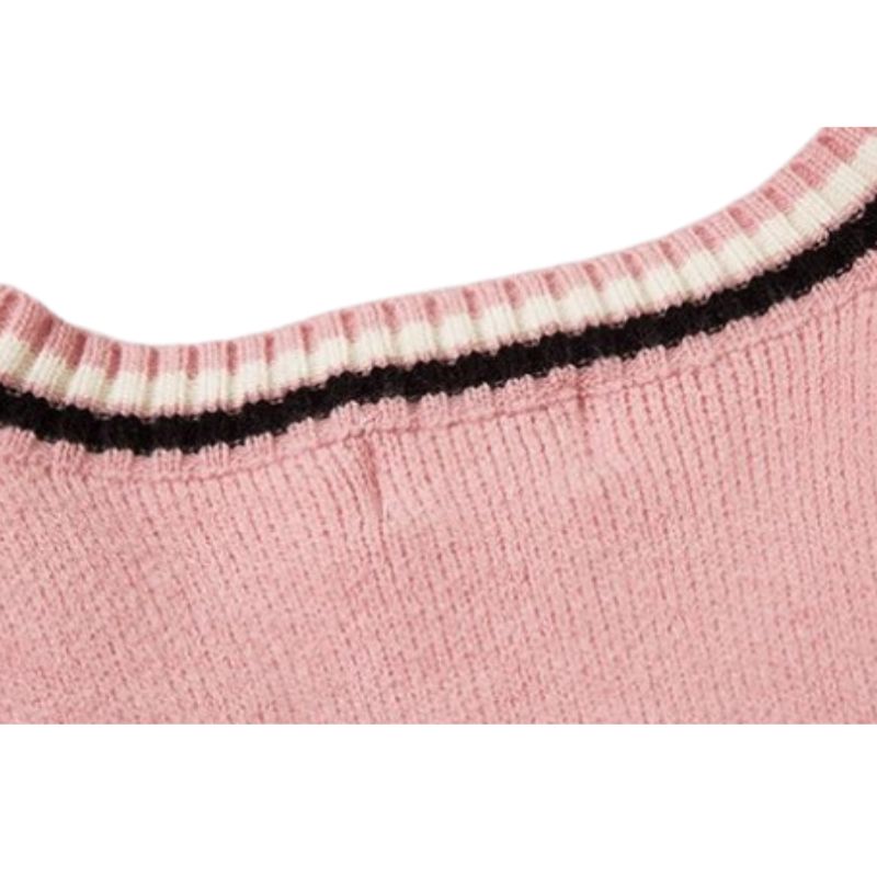 Style Core Aesthetics, New Style Trends Color Block Letter Loose V-Neck Vest Style Core Aesthetics, New Style Trends Color Block Letter Loose V-Neck Vest