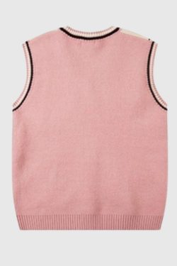 Style Core Aesthetics, New Style Trends Color Block Letter Loose V-Neck Vest