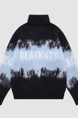 Style Core Aesthetics, New Style Trends Color Block Letters Print Turtleneck Sweater