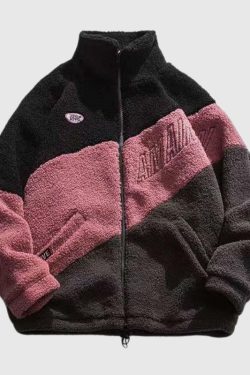 Style Core Aesthetics, New Style Trends Color-Block Shearling-Lined Warm Cotton Coat