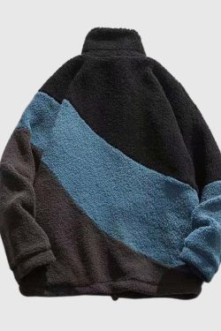 Style Core Aesthetics, New Style Trends Color-Block Shearling-Lined Warm Cotton Coat