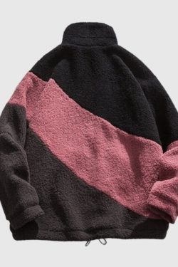 Style Core Aesthetics, New Style Trends Color-Block Shearling-Lined Warm Cotton Coat