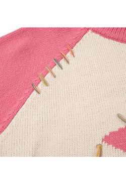 Style Core Aesthetics, New Style Trends Color Contrast Dinosaur Patchwork Design Knit Pullover