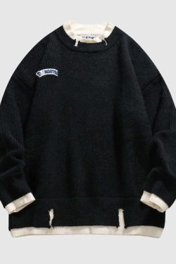 Style Core Aesthetics, New Style Trends Color-Contrast Knit Sweater