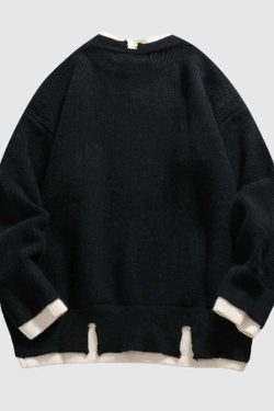 Style Core Aesthetics, New Style Trends Color-Contrast Knit Sweater