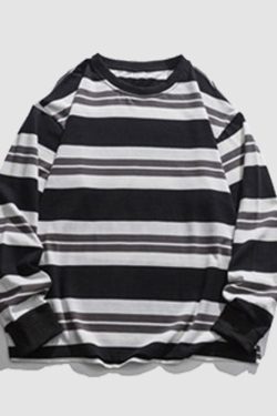 Style Core Aesthetics, New Style Trends Color Contrast Striped Sweatshirt