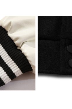 Style Core Aesthetics, New Style Trends Color matching Armband Varsity Jackets