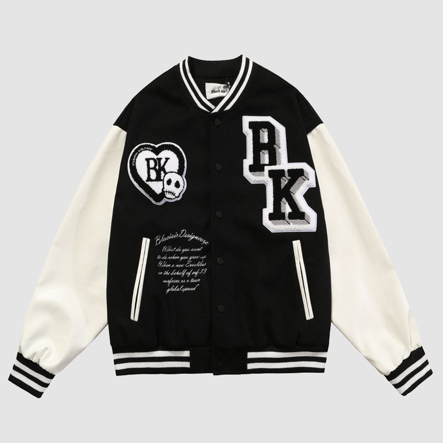 Style Core Aesthetics, New Style Trends Color matching Armband Varsity Jackets Style Core Aesthetics, New Style Trends Color matching Armband Varsity Jackets