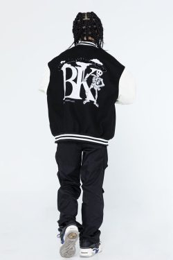 Style Core Aesthetics, New Style Trends Color matching Armband Varsity Jackets