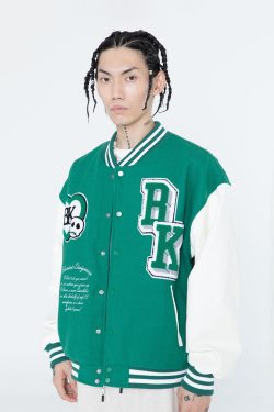 Style Core Aesthetics, New Style Trends Color matching Armband Varsity Jackets