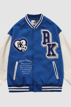 Style Core Aesthetics, New Style Trends Color matching Armband Varsity Jackets