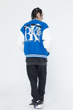 Style Core Aesthetics, New Style Trends Color matching Armband Varsity Jackets