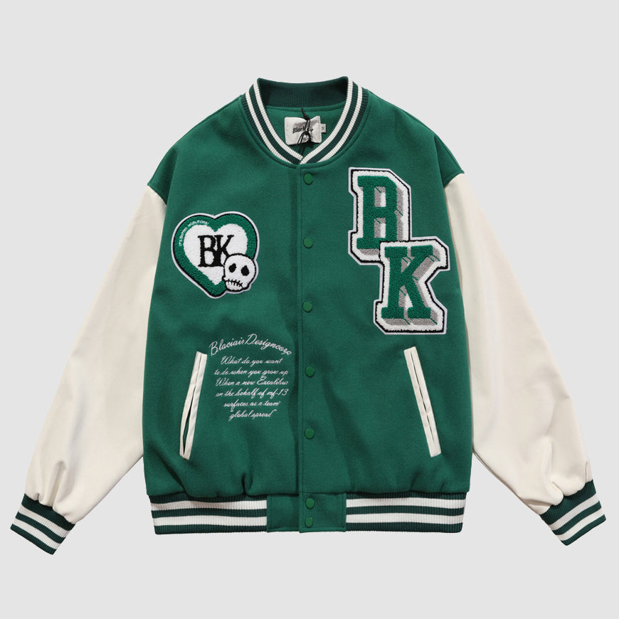 Style Core Aesthetics, New Style Trends Color matching Armband Varsity Jackets Style Core Aesthetics, New Style Trends Color matching Armband Varsity Jackets