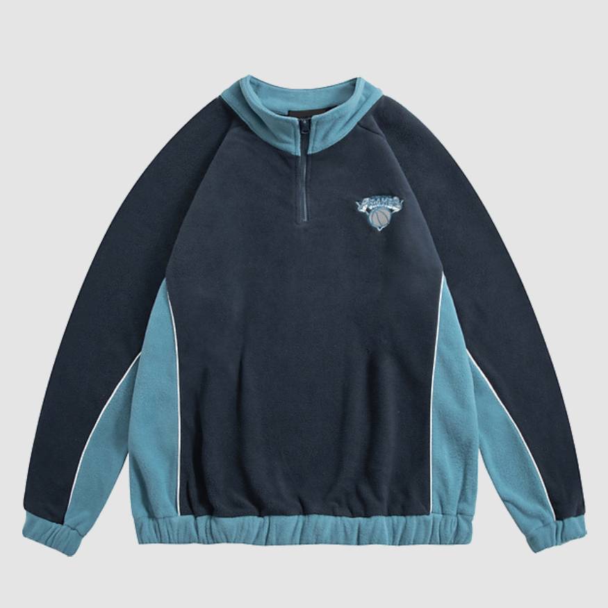Style Core Aesthetics, New Style Trends Color Stitching Half Zip Up Sweatshirt Style Core Aesthetics, New Style Trends Color Stitching Half Zip Up Sweatshirt