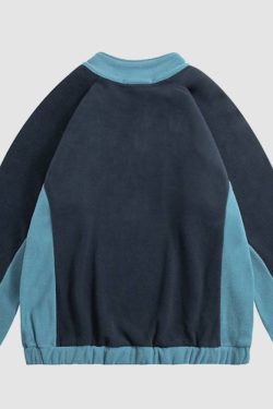 Style Core Aesthetics, New Style Trends Color Stitching Half Zip Up Sweatshirt