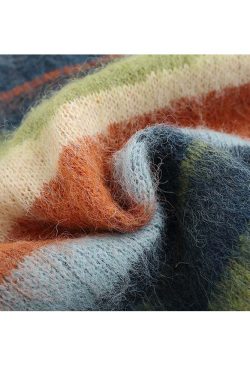 Style Core Aesthetics, New Style Trends Color Striped Fuzzy Sweater