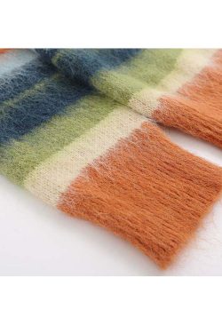 Style Core Aesthetics, New Style Trends Color Striped Fuzzy Sweater