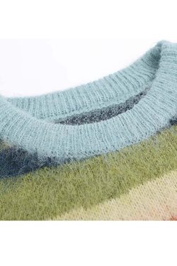 Style Core Aesthetics, New Style Trends Color Striped Fuzzy Sweater