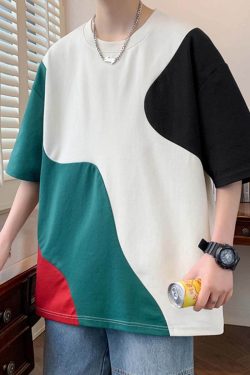 Style Core Aesthetics, New Style Trends Colorblock Casual Loose T-Shirt