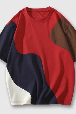 Style Core Aesthetics, New Style Trends Colorblock Casual Loose T-Shirt