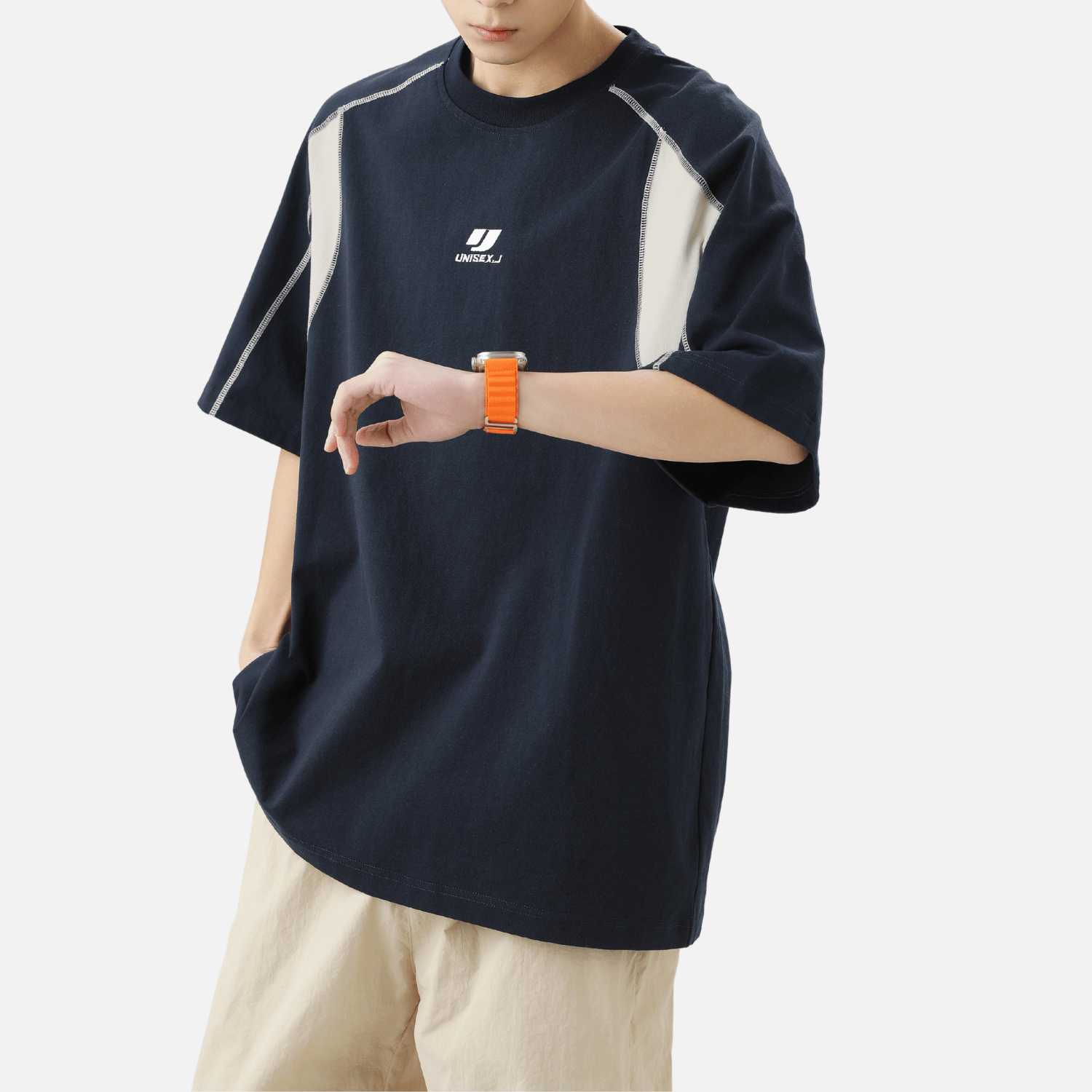 Style Core Aesthetics, New Style Trends Colorblock Embroidered Cotton T-Shirt Style Core Aesthetics, New Style Trends Colorblock Embroidered Cotton T-Shirt