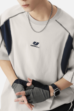 Style Core Aesthetics, New Style Trends Colorblock Embroidered Cotton T-Shirt