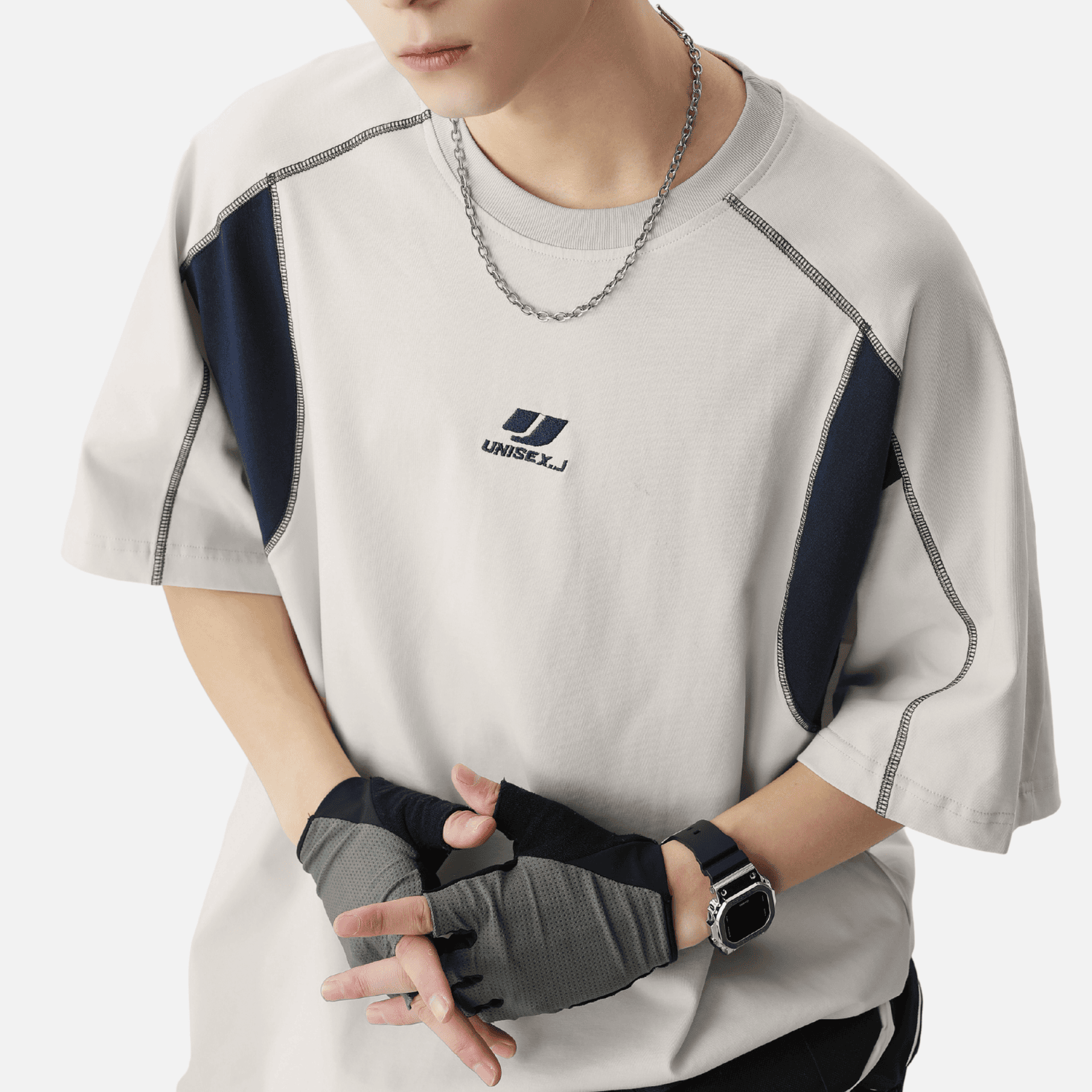 Style Core Aesthetics, New Style Trends Colorblock Embroidered Cotton T-Shirt Style Core Aesthetics, New Style Trends Colorblock Embroidered Cotton T-Shirt