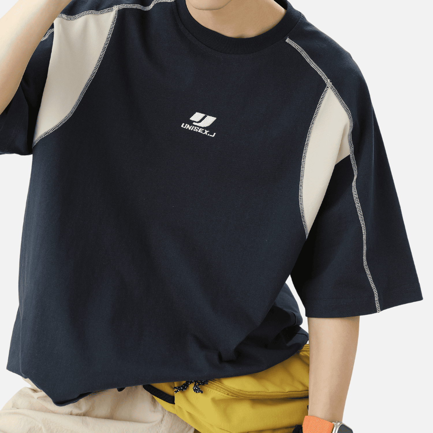 Style Core Aesthetics, New Style Trends Colorblock Embroidered Cotton T-Shirt Style Core Aesthetics, New Style Trends Colorblock Embroidered Cotton T-Shirt