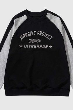Style Core Aesthetics, New Style Trends Colorblock Lettering Sweatshirt