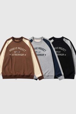 Style Core Aesthetics, New Style Trends Colorblock Lettering Sweatshirt