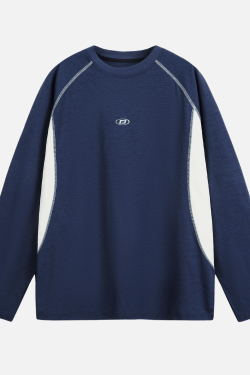 Style Core Aesthetics, New Style Trends Colorblock Patchwork Long Sleeve T-Shirt