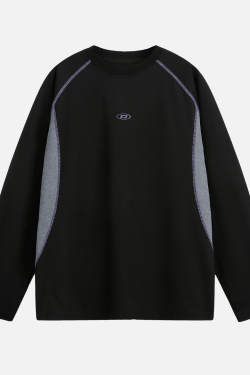 Style Core Aesthetics, New Style Trends Colorblock Patchwork Long Sleeve T-Shirt
