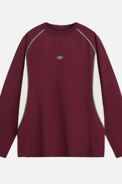 Style Core Aesthetics, New Style Trends Colorblock Patchwork Long Sleeve T-Shirt