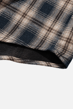 Style Core Aesthetics, New Style Trends Colorblock Plaid Hooded Shirt