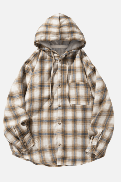 Style Core Aesthetics, New Style Trends Colorblock Plaid Hooded Shirt