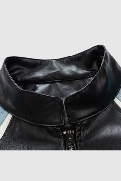 Style Core Aesthetics, New Style Trends Colorblock PU Moto Jacket