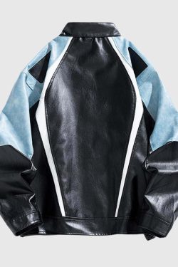 Style Core Aesthetics, New Style Trends Colorblock PU Moto Jacket