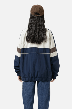 Style Core Aesthetics, New Style Trends Colorblock Stand Collar Jacket