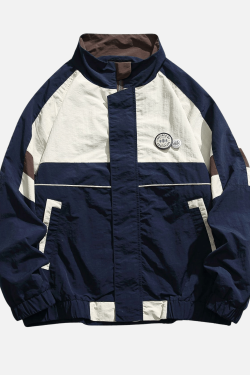 Style Core Aesthetics, New Style Trends Colorblock Stand Collar Jacket