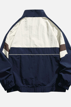 Style Core Aesthetics, New Style Trends Colorblock Stand Collar Jacket