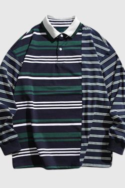 Style Core Aesthetics, New Style Trends Colorblock Striped Polo Shirt
