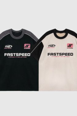 Style Core Aesthetics, New Style Trends Contrast Racing Style Tee