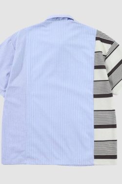 Style Core Aesthetics, New Style Trends Contrast Stripe Patchwork Shirts