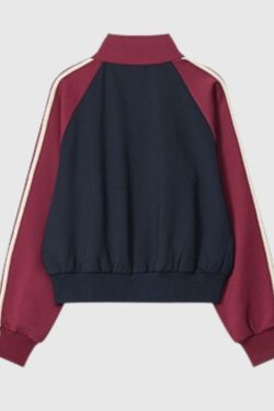 Style Core Aesthetics, New Style Trends Contrast Stripe Sleeve Short Collar Jacket