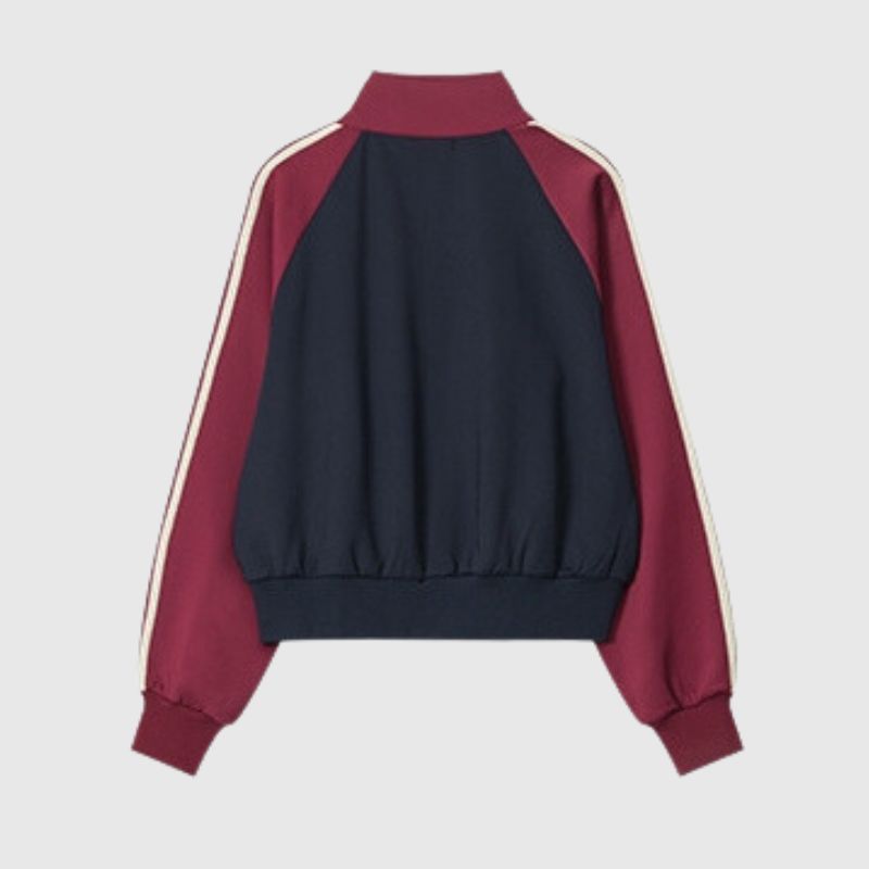 Style Core Aesthetics, New Style Trends Contrast Stripe Sleeve Short Collar Jacket Style Core Aesthetics, New Style Trends Contrast Stripe Sleeve Short Collar Jacket