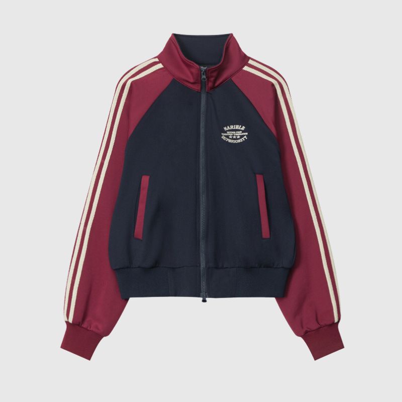 Style Core Aesthetics, New Style Trends Contrast Stripe Sleeve Short Collar Jacket Style Core Aesthetics, New Style Trends Contrast Stripe Sleeve Short Collar Jacket