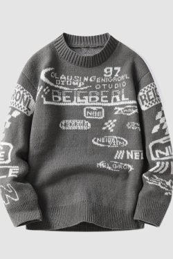 Style Core Aesthetics, New Style Trends Cool Graffiti Knit Sweater