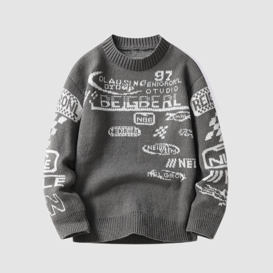 Style Core Aesthetics, New Style Trends Cool Graffiti Knit Sweater Style Core Aesthetics, New Style Trends Cool Graffiti Knit Sweater